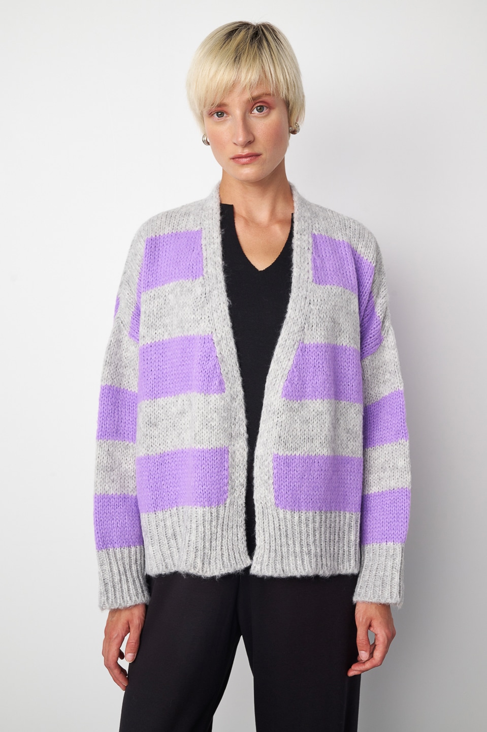 KNITTED CARDIGAN BLACK & BLACK